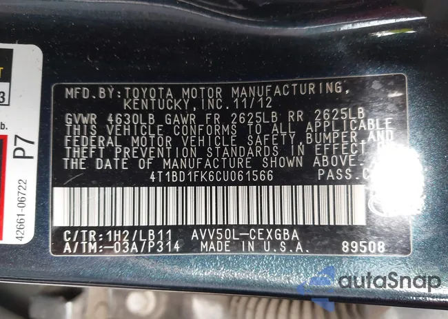 4T1BD1FK6C4061566: 43374302