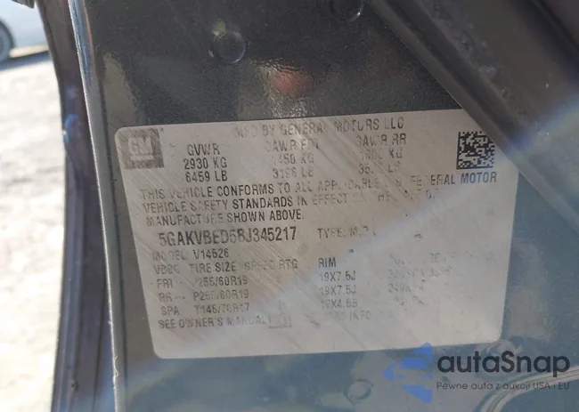 5GAKVBED5BJ345217: 43374401