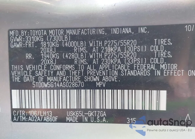 5TDDW5G14AS028670: 43375661