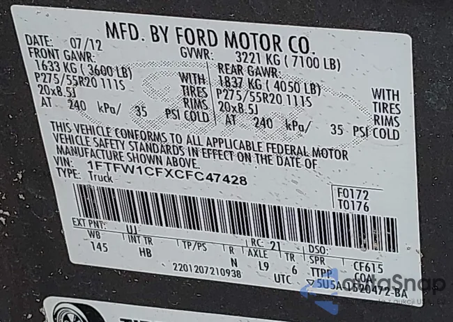 1FTFW1CFXCFC47428: 43375740