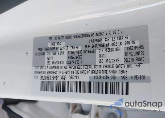 3MVDMBDL8MM310498: 43375770