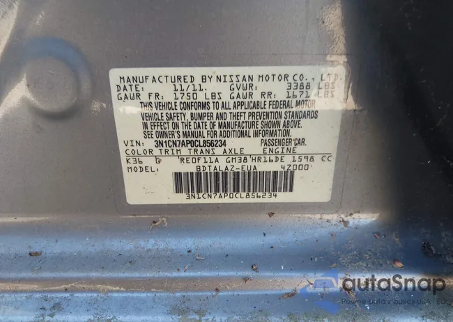 3N1CN7AP0CL856234: 43375990