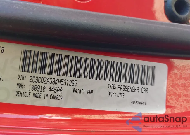 2C3CDZAG8KH531385: 43376010