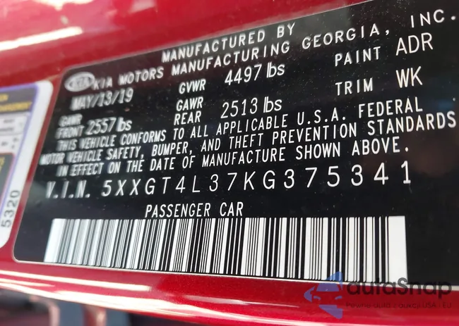 5XXGT4L37KG375341: 43376107