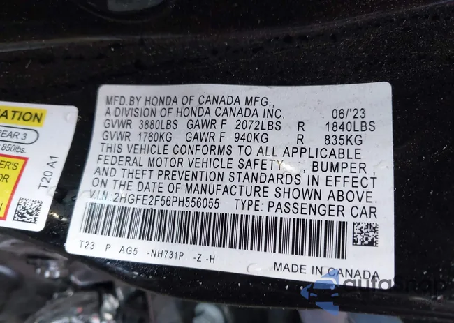 2HGFE2F56PH556055: 43376108