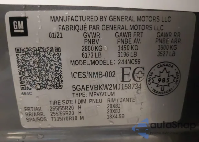 5GAEVBKW2MJ158734: 43376124