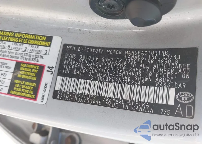 2T1BU4EE7DC053542: 43376228