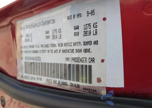 2B3KA53H66H233231: 43376254