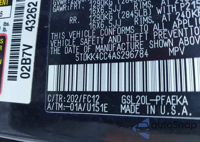 5TDKK4CC4AS296784: 43375296