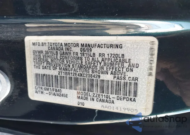 2T1BR12E4XC238429: 43375301