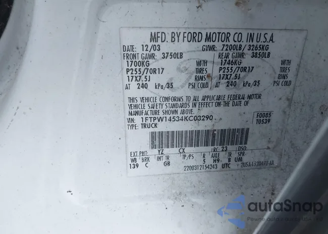 1FTPW14534KC03290: 43375327