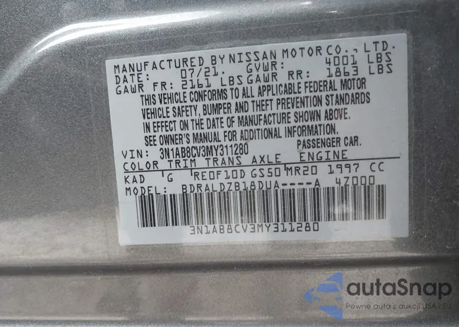 3N1AB8CV3MY311280: 43375490