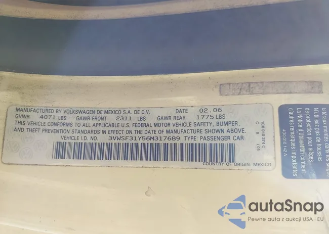 3VWSF31Y56M317689: 43375584