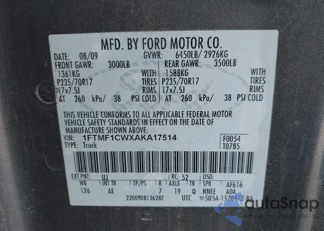 1FTMF1CWXAKA17514: 43375645