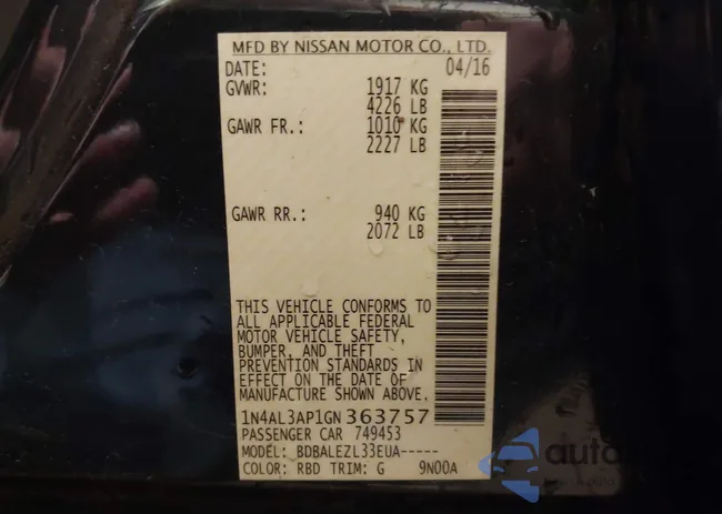 1N4AL3AP1GN363757: 43376760