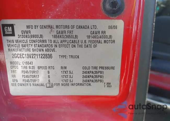 2GCEC13V271122836: 43376810