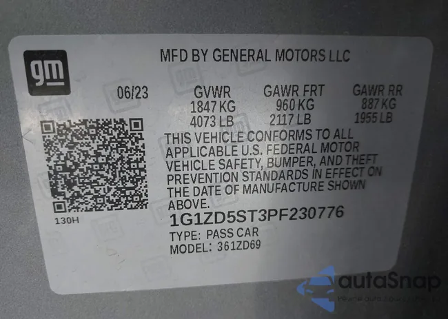 1G1ZD5ST3PF230776: 43376868