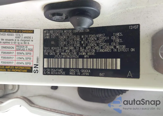 JTEZU14R78K009834: 43376914