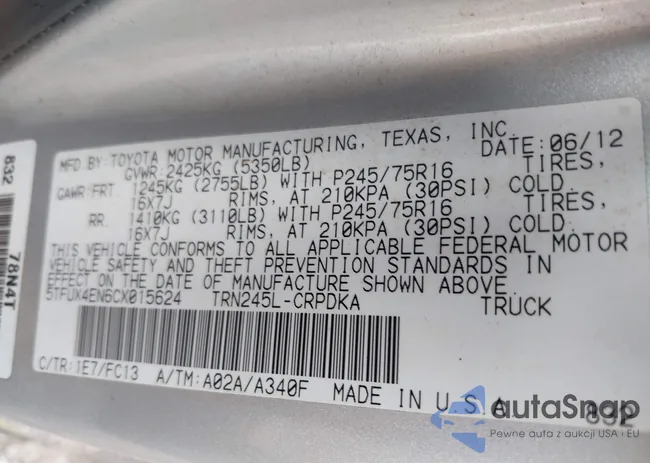 5TFUX4EN6CX015624: 43376920