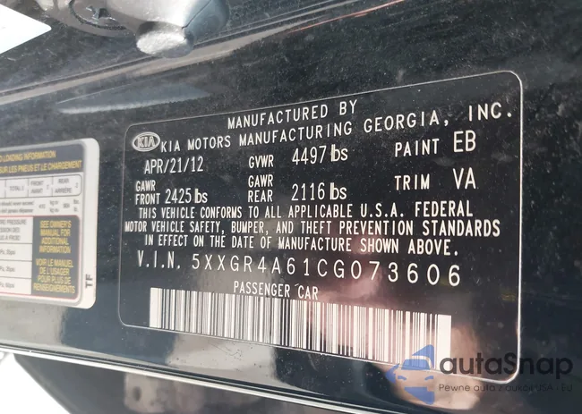 5XXGR4A61CG073606: 43377020