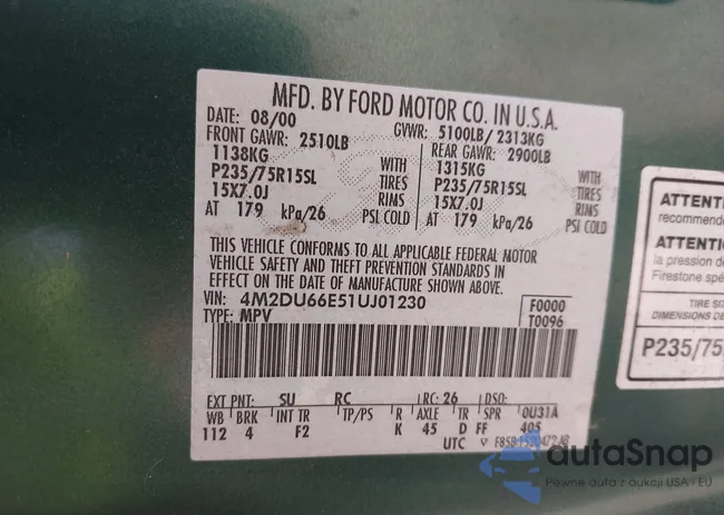 4M2DU66E51UJ01230: 43377023