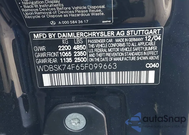 WDBSK74F65F099663: 43377046