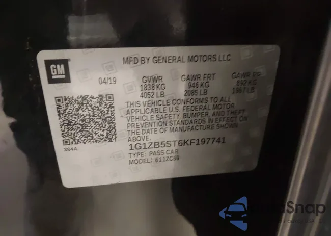 1G1ZB5ST6KF197741: 43377174