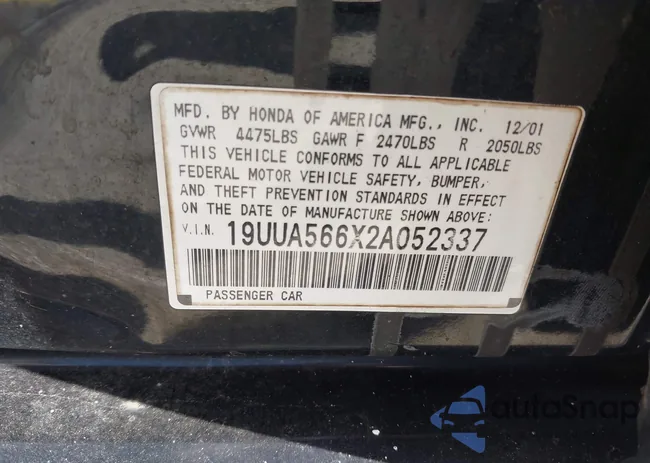 19UUA566X2A052337: 43377248