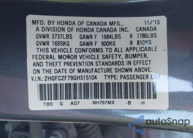 2HGFC2F79GH515104: 43376323