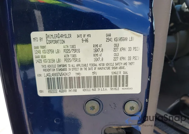 1J4GL48K67W542417: 43376534