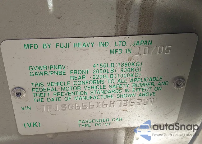 JF1SG656X6H736304: 43376552