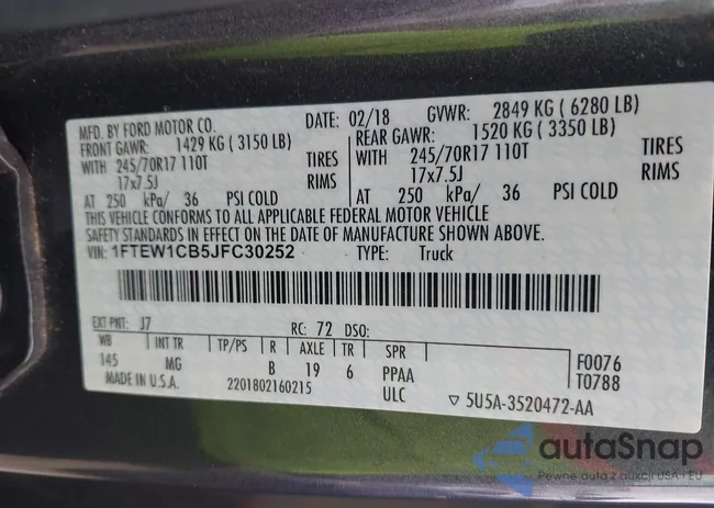 1FTEW1CB5JFC30252: 43376602