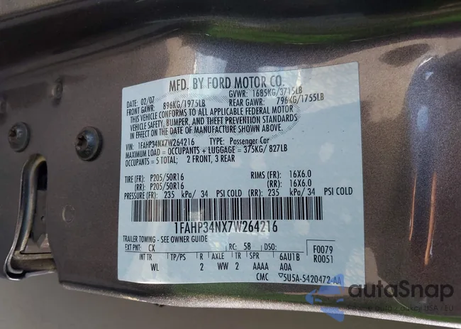 1FAHP34NX7W264216: 43377862