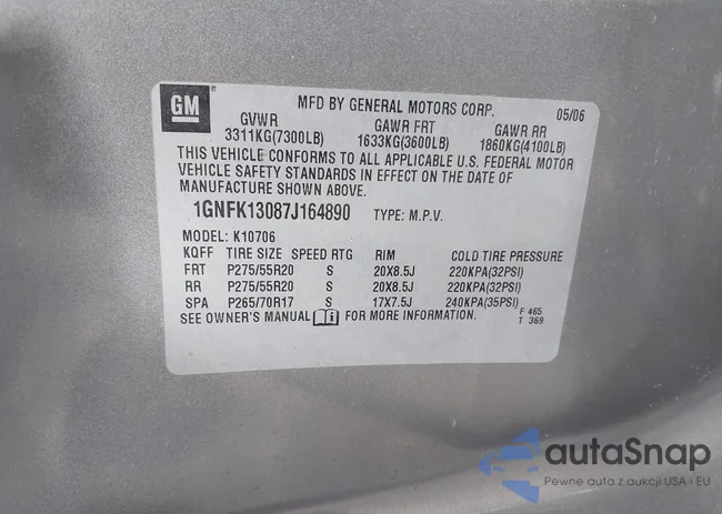 1GNFK13087J164890: 43377874