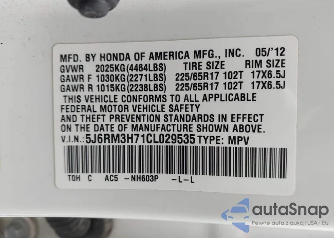 5J6RM3H71CL029535: 43377885