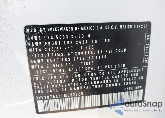 3VV2B7AX1LM092505: 43377977