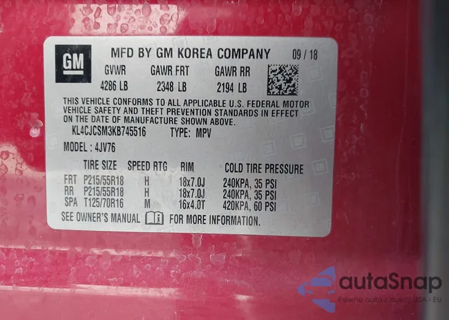 KL4CJCSM3KB745516: 43378092