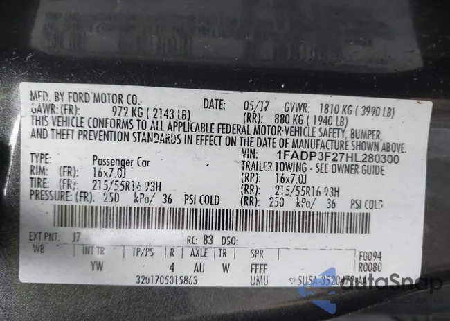 1FADP3F27HL280300: 43378125