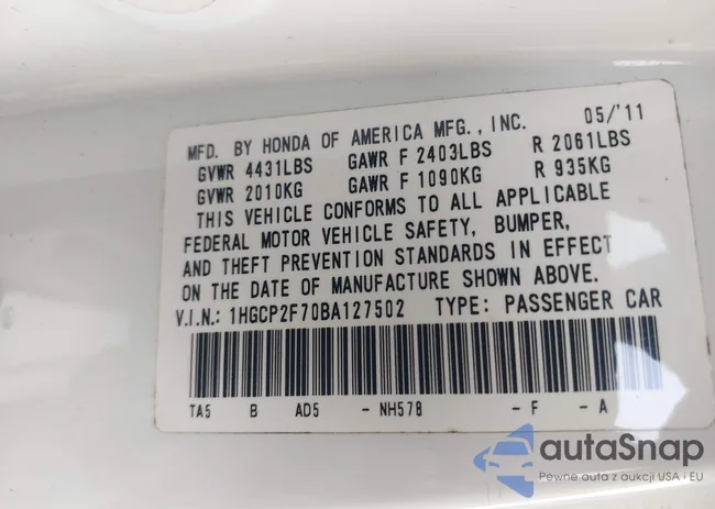 1HGCP2F70BA127502: 43378240