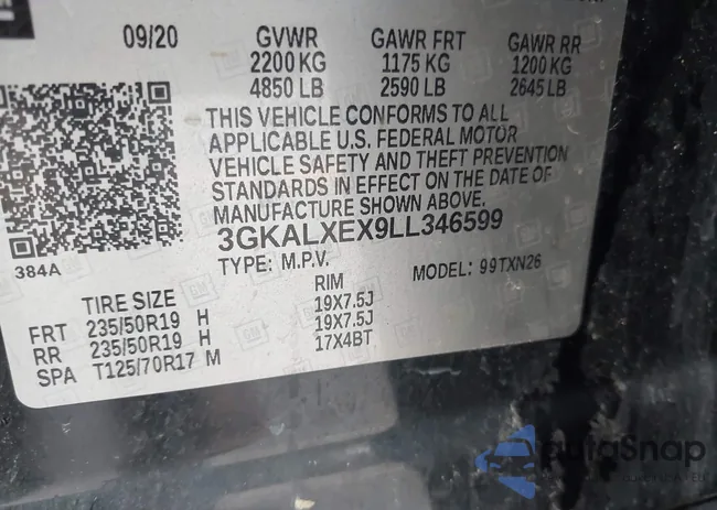 3GKALXEX9LL346599: 43377375