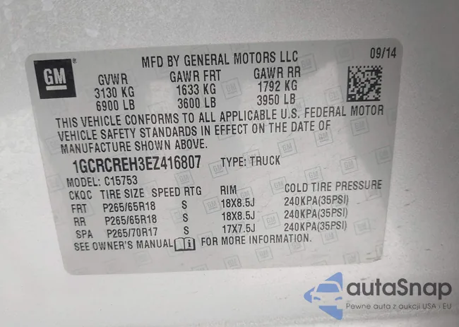 1GCRCREH3EZ416807: 43377432