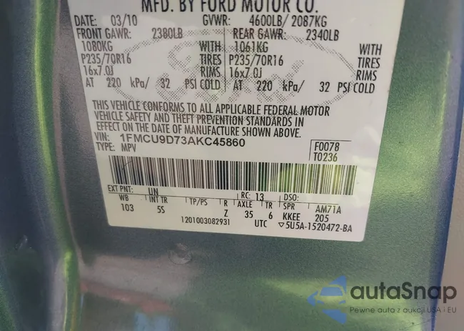 1FMCU9D73AKC45860: 43377493