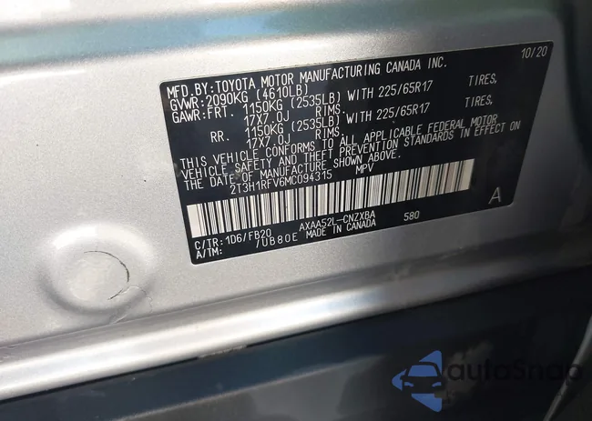 2T3H1RFV6MC094315: 43377580