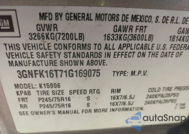 3GNFK16T71G169075: 43378682