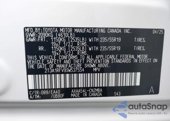 2T3A1RFV9SW537554: 43378773