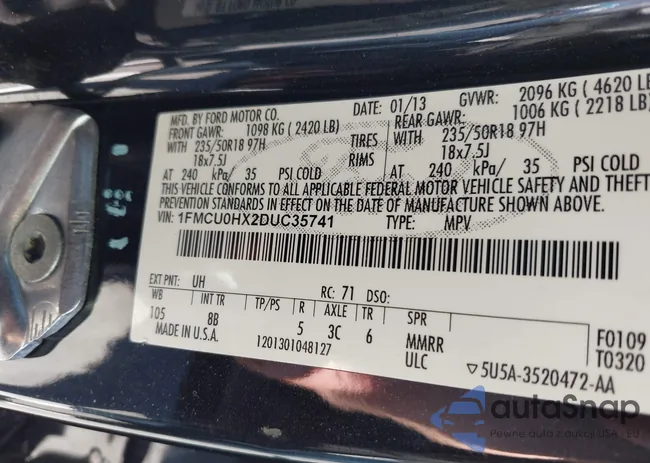 1FMCU0HX2DUC35741: 43378848