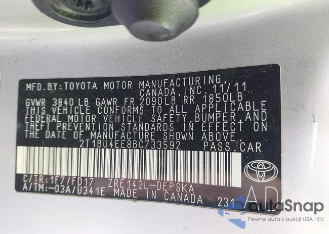 2T1BU4EE8BC733592: 43379005