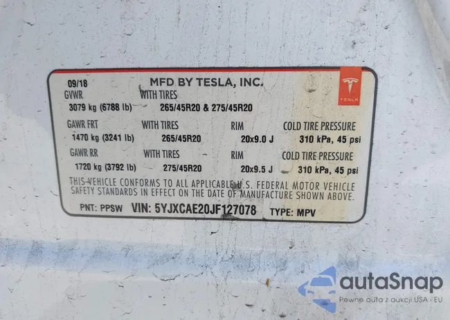 5YJXCAE20JF127078: 43378457