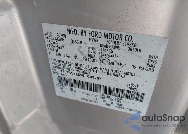 1FTPW12518FC09767: 43379891