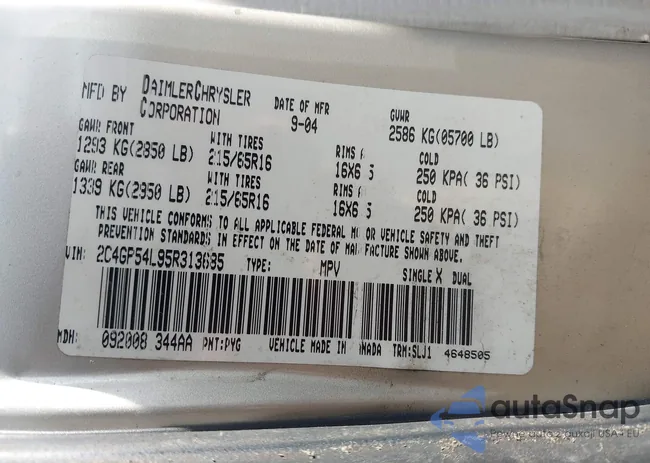 2C4GP54L95R313685: 43379931